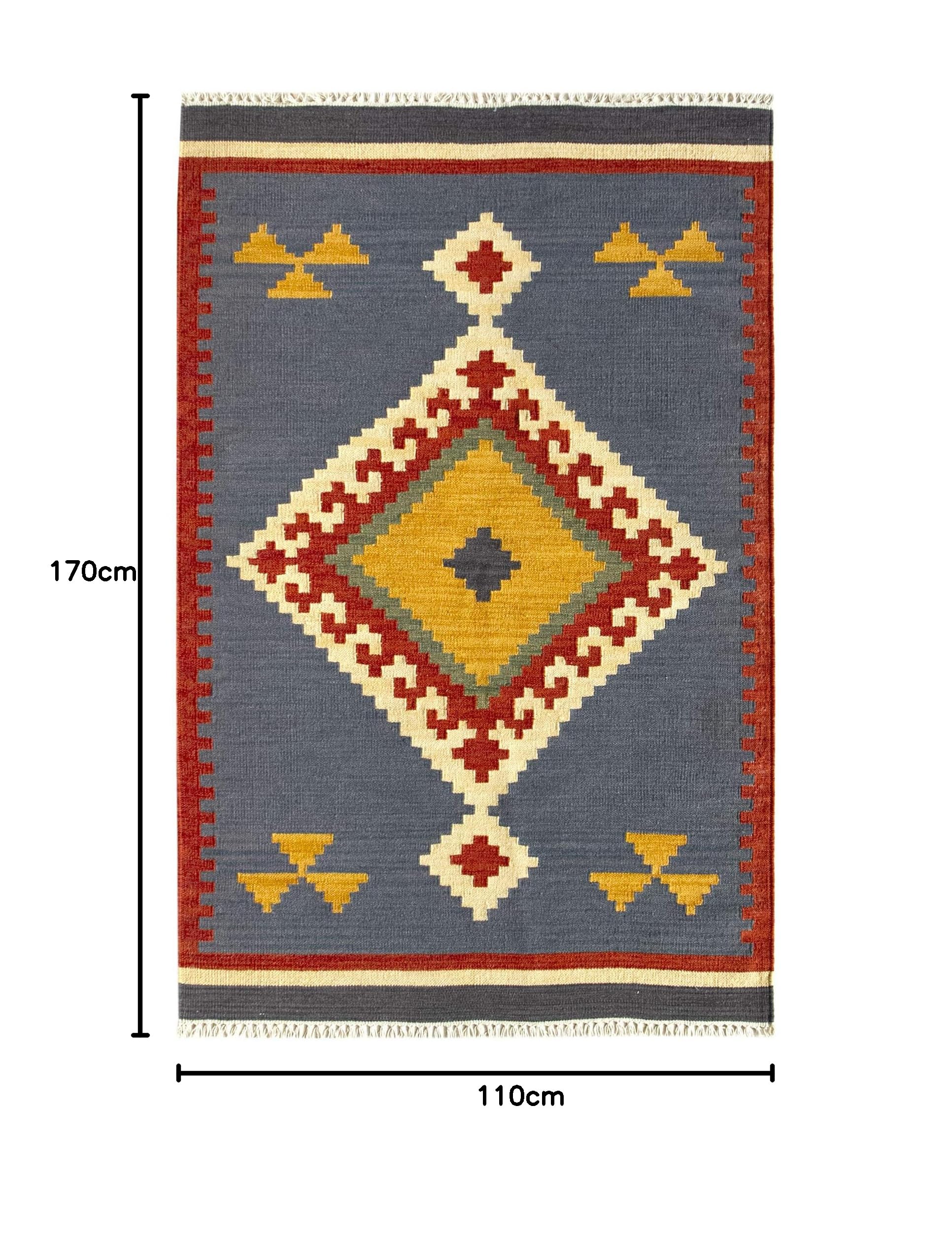 HAMID - Tappeto di Design Orientale Kilim Lori, Tappeti di Lana, Kilim Tessuti a Mano, Tappeti per Sala da Pranzo, Camera da Letto, Soggiorno, Corridoio, Salotto (D.1, 170x110 cm)