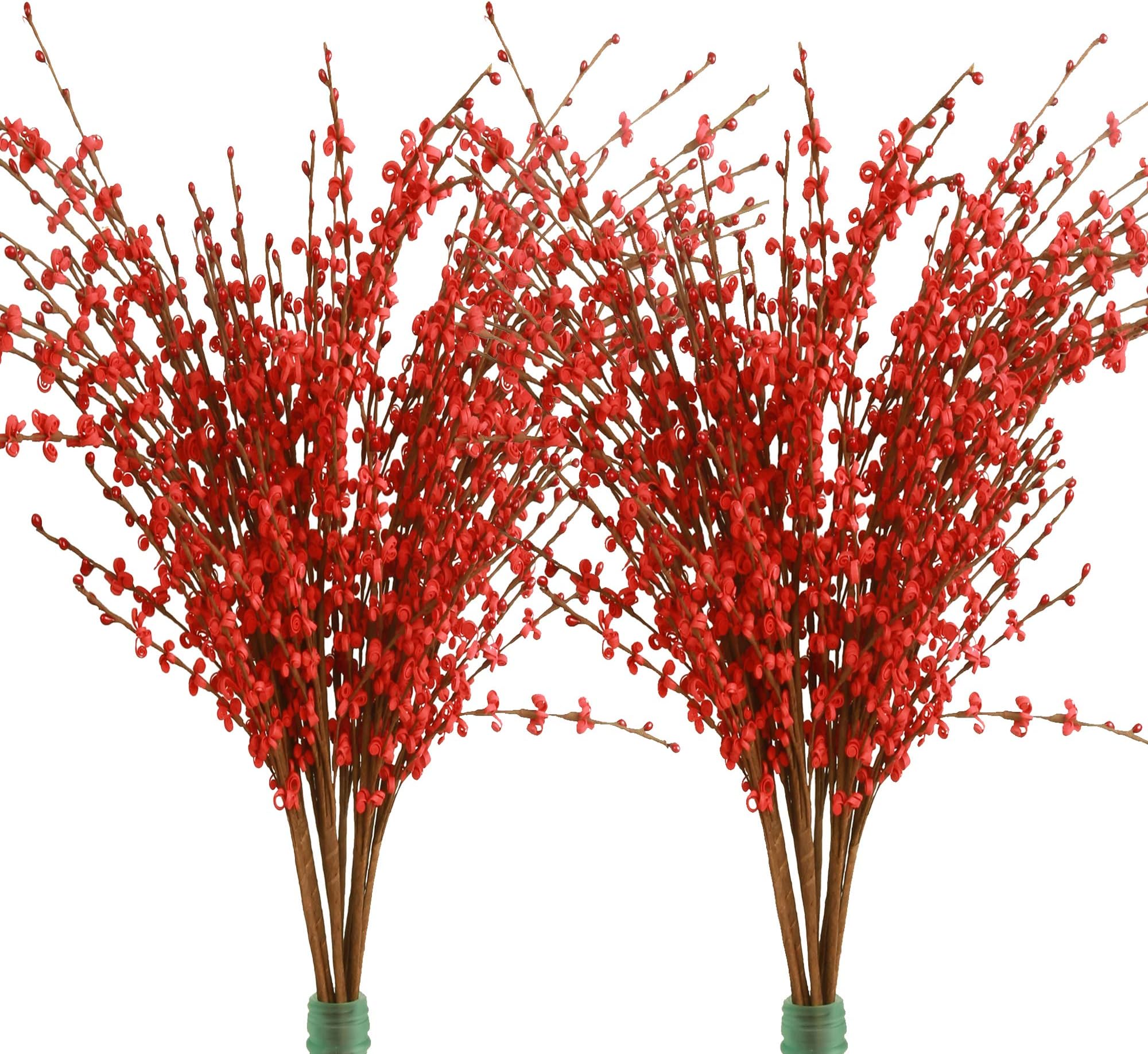 Furnily Winter Jasmine Artificial Flowers for Decoration 29.5'' Long of 20 Pcs PE Fake Flowers(Red)
