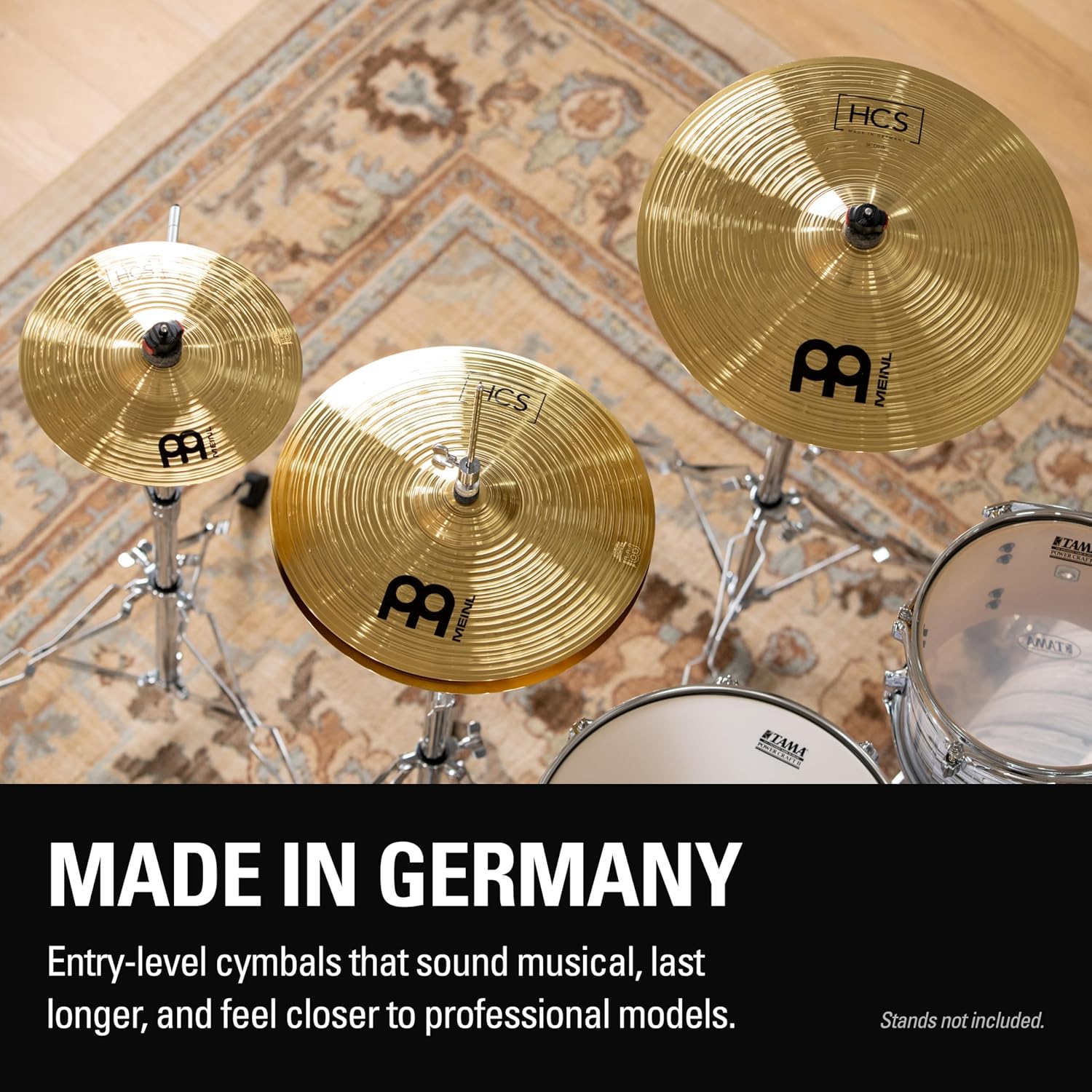 Meinl Cymbal Set Box Pack with 14” Hihats, 20” Ride, 16” Crash, Plus a FREE 10” Splash – HCS Traditional Finish Brass – Made In Germany, 2-YEAR WARRANTY (HCS141620+10)