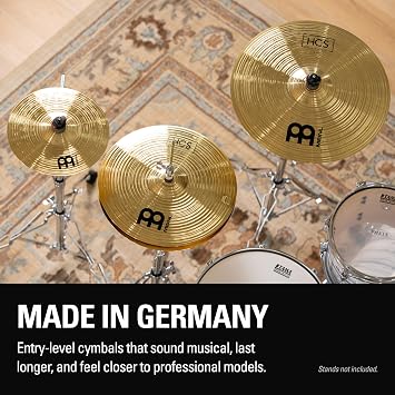 Meinl Cymbal Set Box Pack with 14 Hihats, 20 Ride, 16 Crash, Plus a FREE 10 Splash HCS Traditional Finish Brass Made In Germany, (HCS141620+10) | 14 Hihats, 16 Crash, 20 Ride, 10 Splash Durable Brass Alloy, Bright & Cutting Sound, Beginner Friendly
