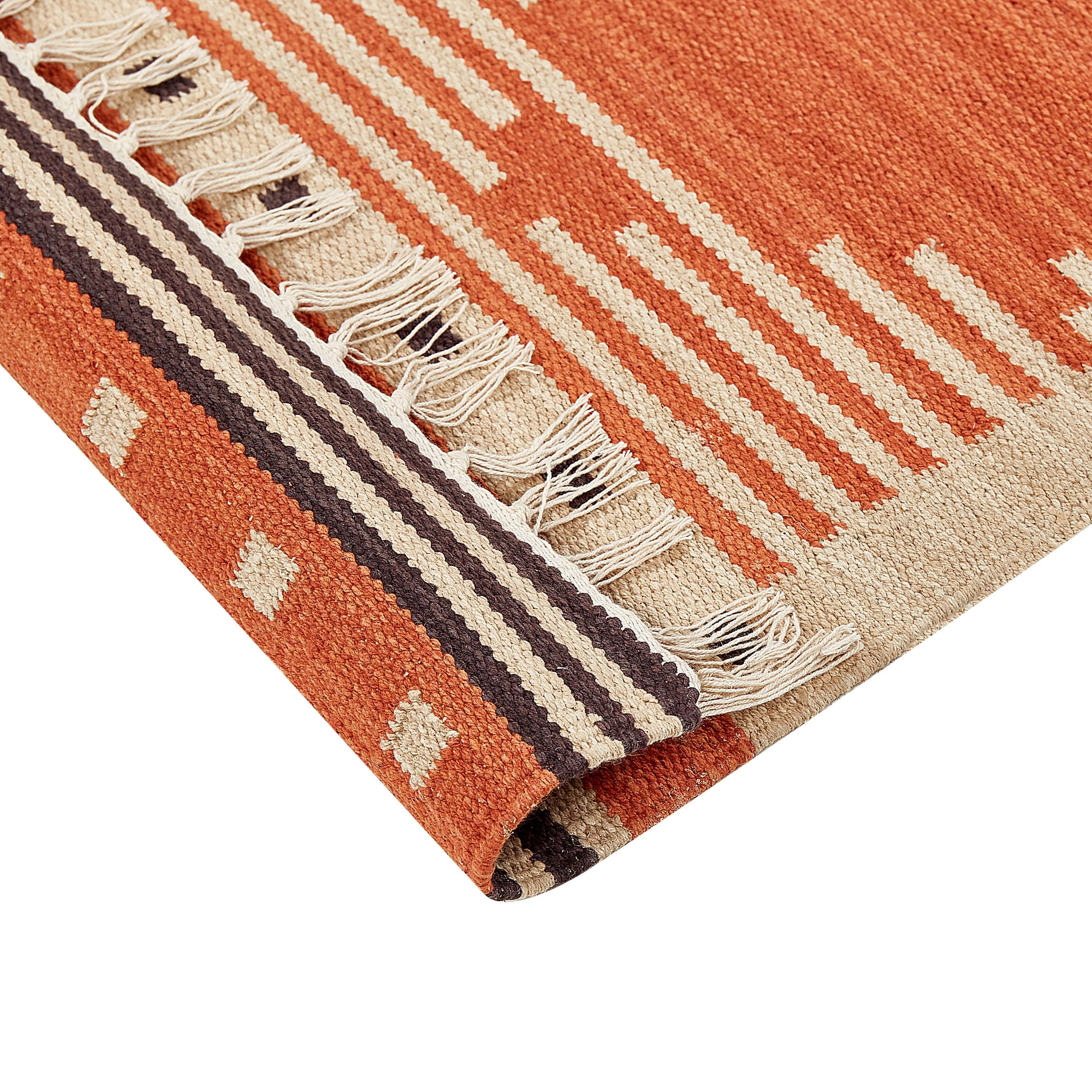 Tapis Kilim avec Motif Géométrique 80 x 150 cm en Coton Multicolore Gavar