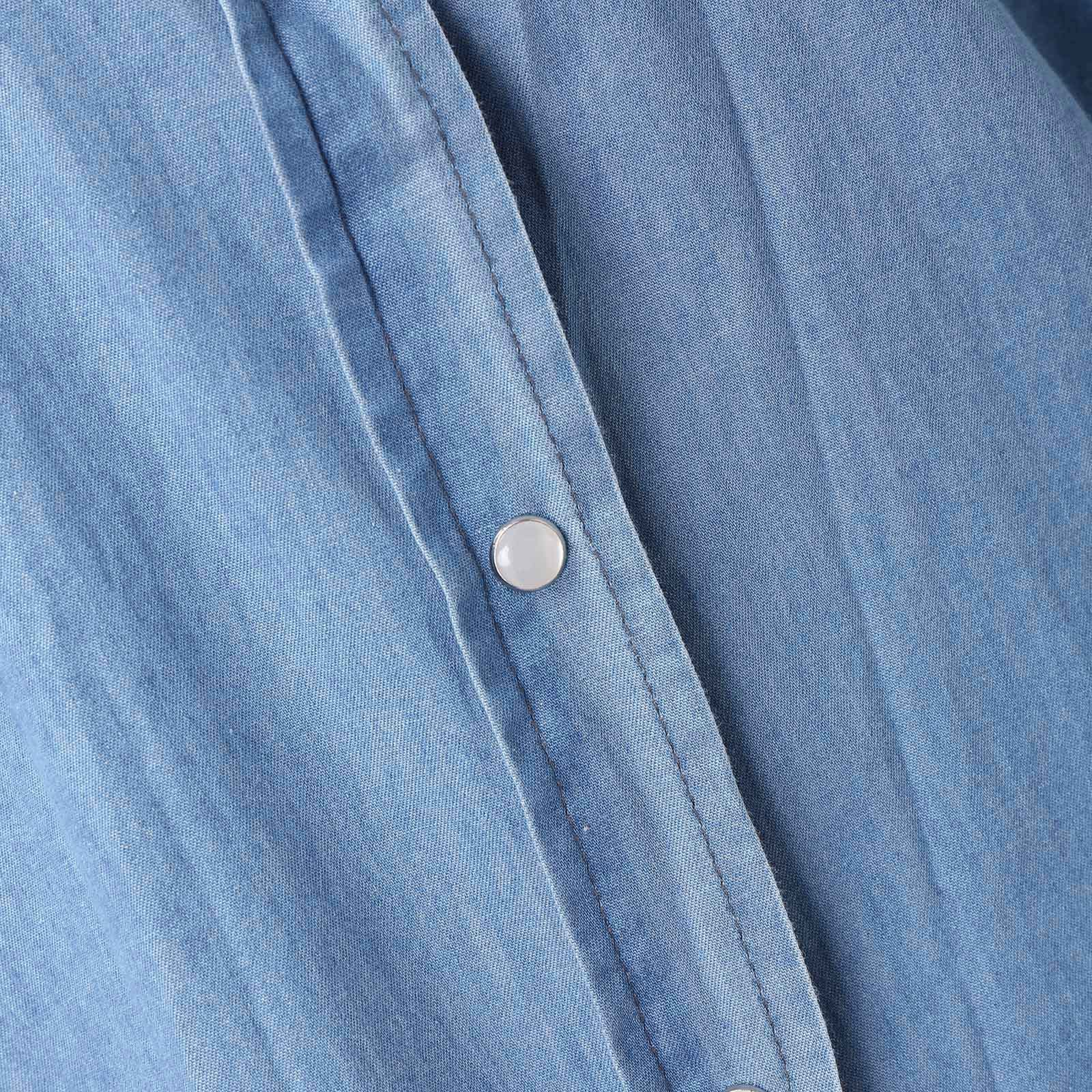 Regenjacke Übergangsjacke DamenDenim Jeans Damenhemden Vollärmeliges Hemd Jeanshemd mit Umlegekragen