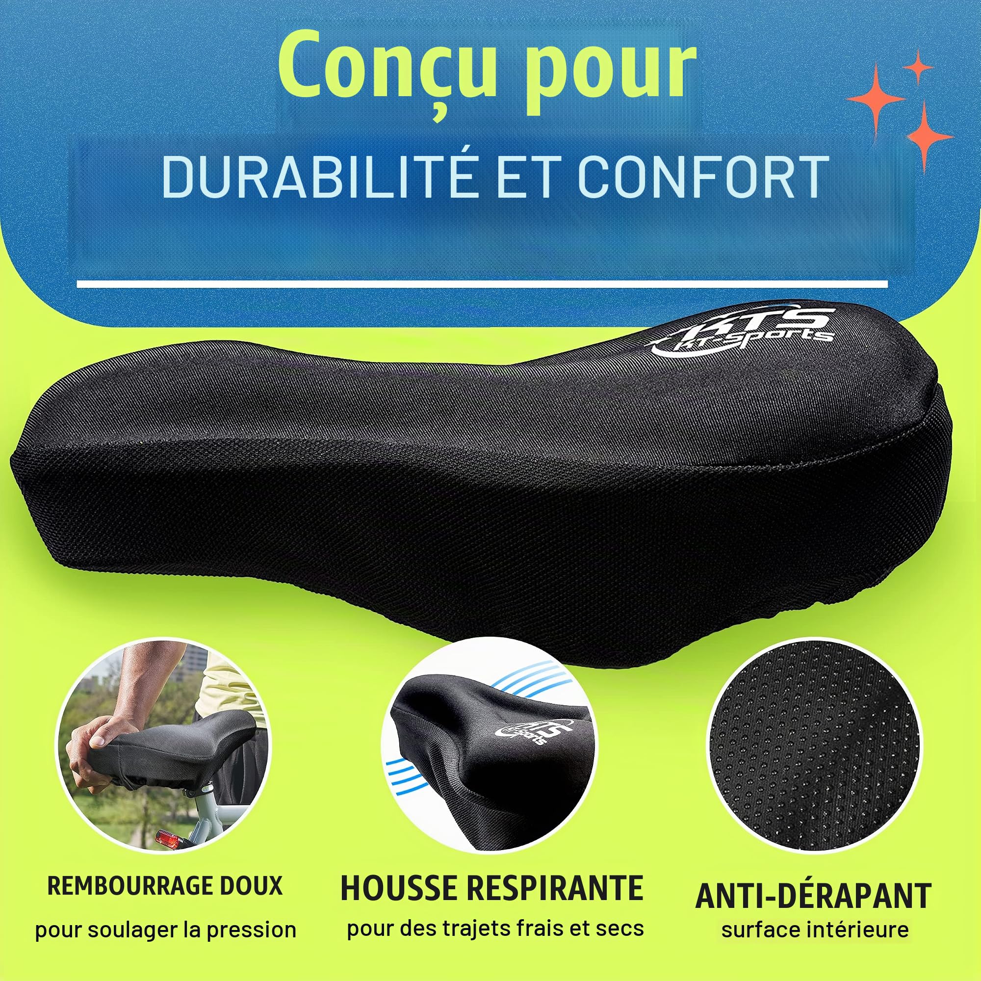 Housse de selle de vélo en gel très confortable.