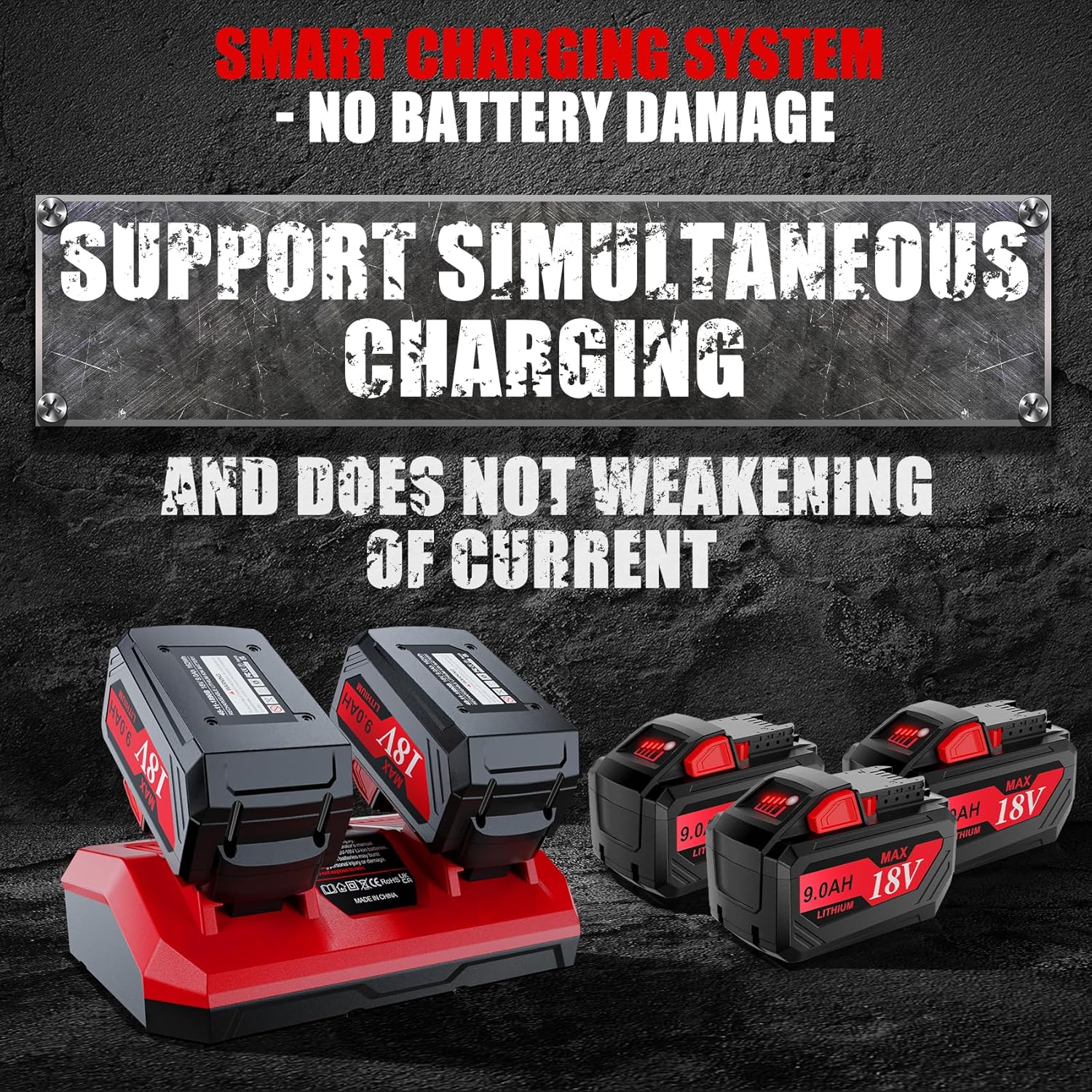 【Faster】 Replacement 18V Charger for mil-Waukee m-18 Battery Charger 48-59-1802,Compatible with All Mil-Waukee 18V Batteries 48-11-1820/48-11-2440... Can Charge Simultaneously - Image 5