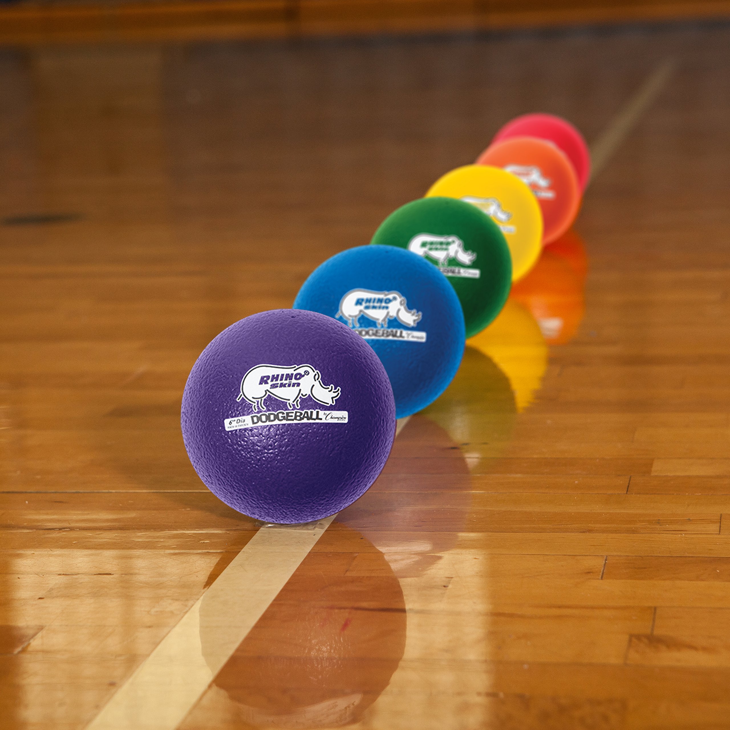 Champion Sports Rhino Skin Low Bounce Dodgeball, 6-Inch - Set of 6, Assorted Colors - Image 8