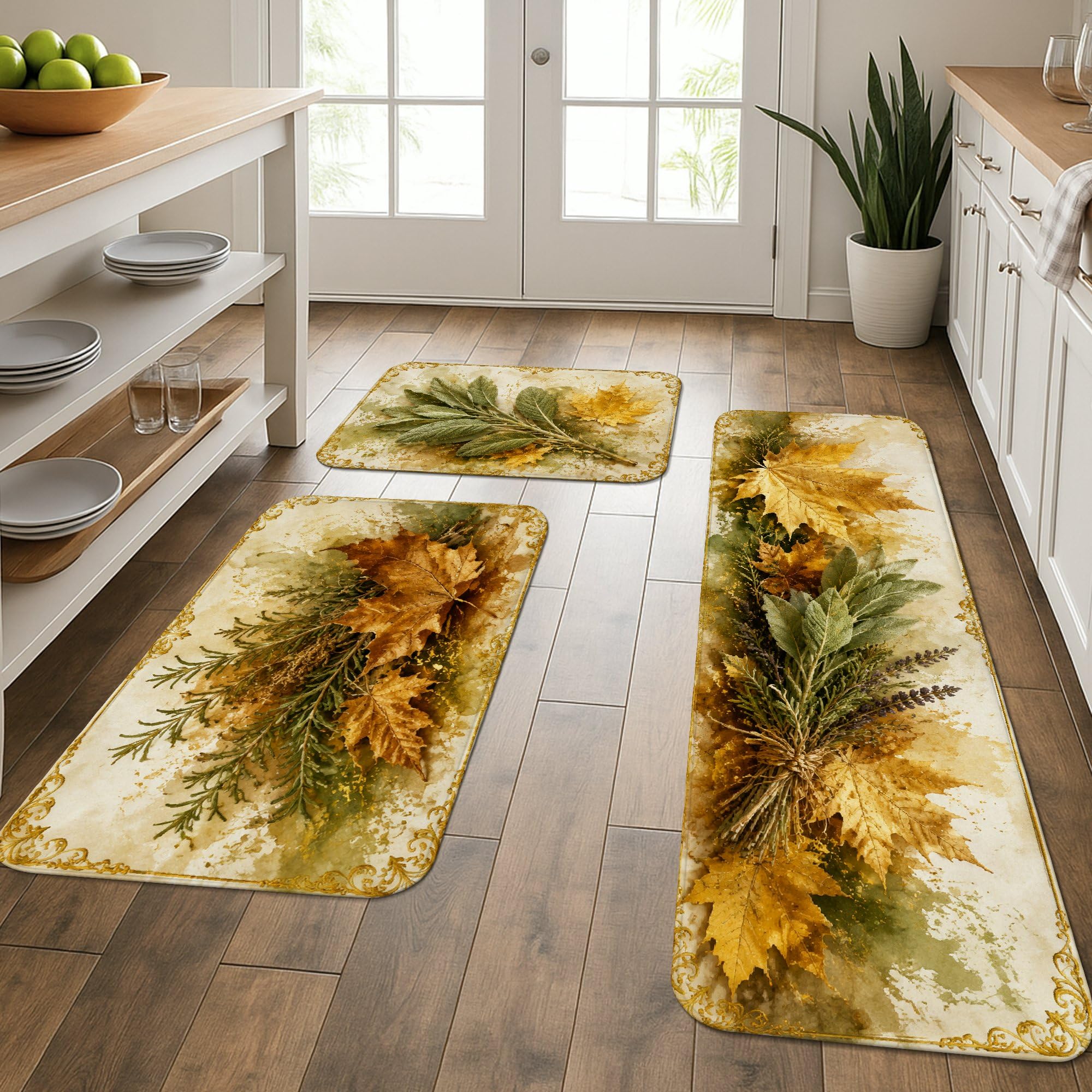 Tapis de cuisine confort d'automne lot de 3 pour une buanderie accueillante