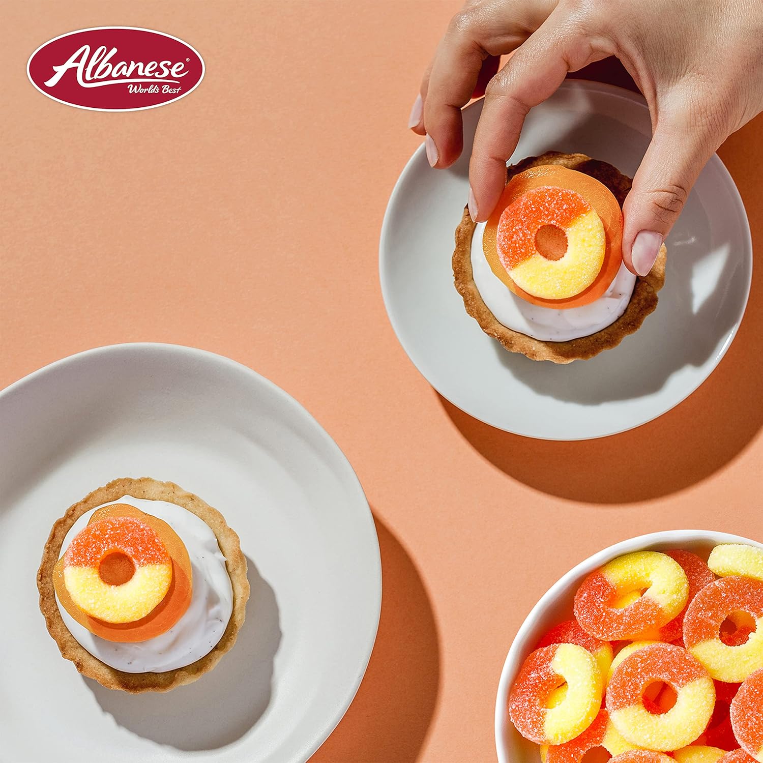 Albanese Candy, Gummi Peach Rings, 7-Ounce Bag, Pack of 12