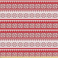 Vista 72 de Ambesonne Tela Navideña por Yarda, Tema Navideño con Hojas de Acebo Corona Bayas Ilustración Impresa, Tela Decorativa para Tapicería y Acentos