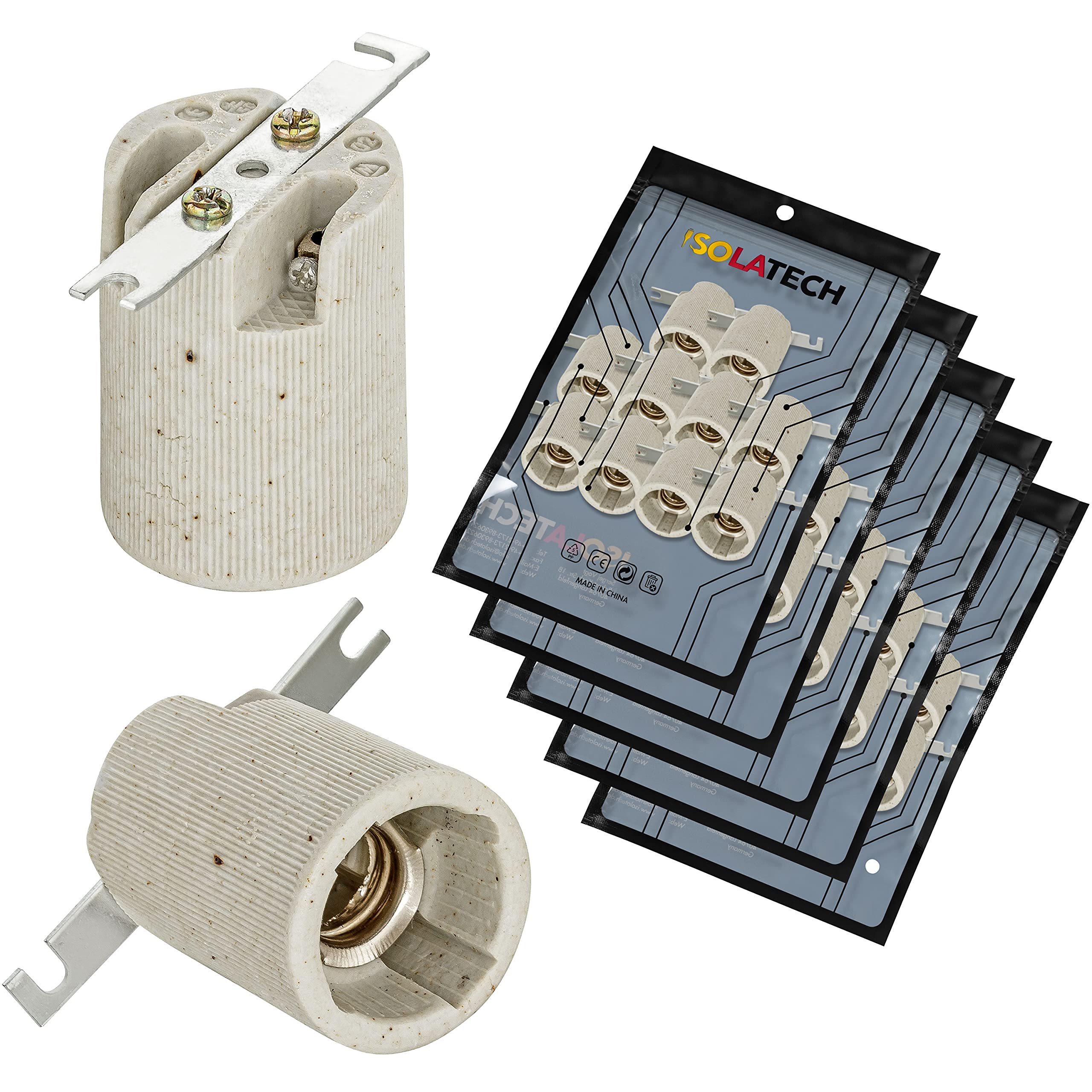 ISOLATECH 50pcs Douille E14 En Céramique Avec Étrier Max.250V/4A LED