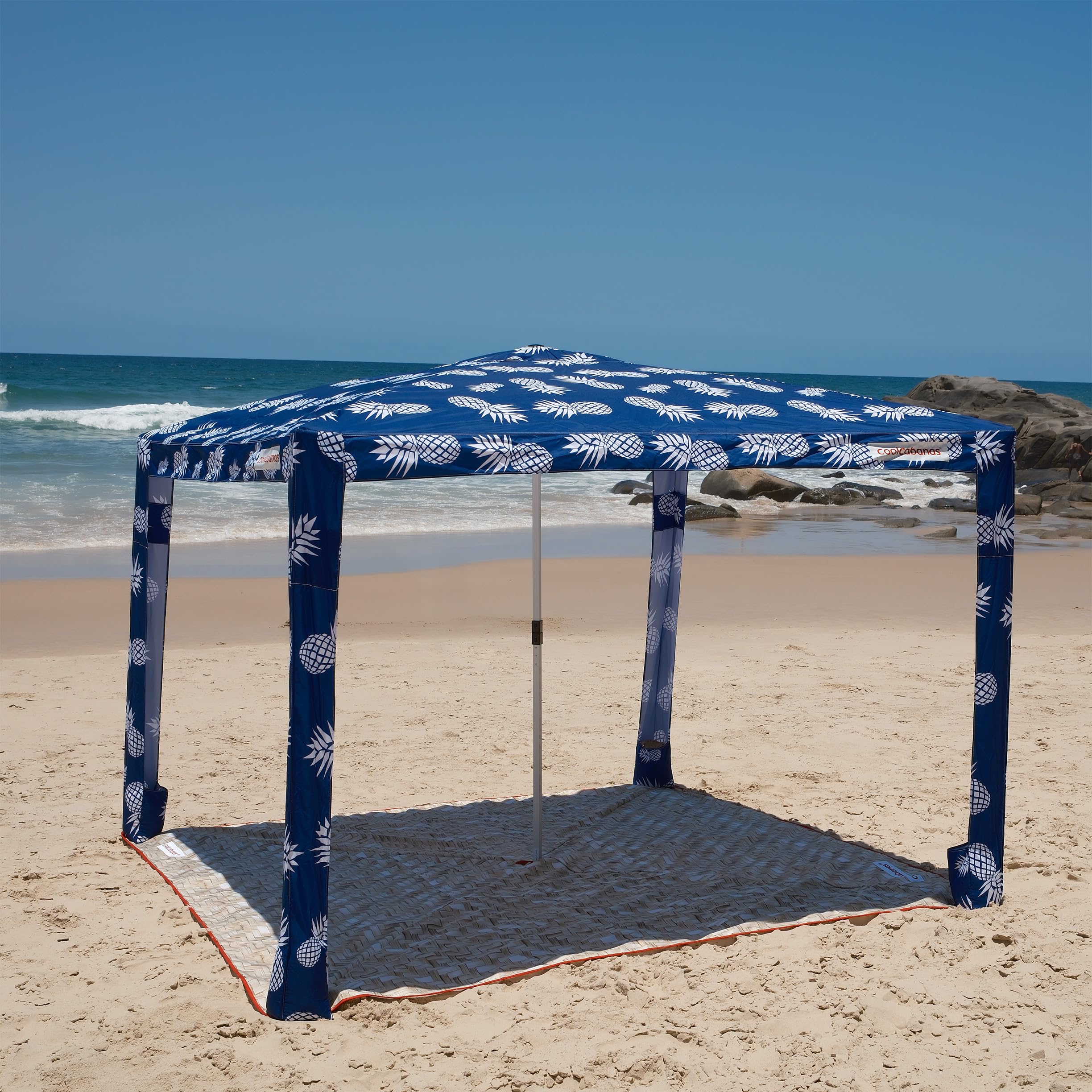 CoolCabanas Namiot plażowy, łatwa instalacja, ochrona UPF 50+, duży i średni rozmiar, kompaktowy, odporny na wiatr, namiot plażowy dla całej rodziny, ananasy, średni rozmiar