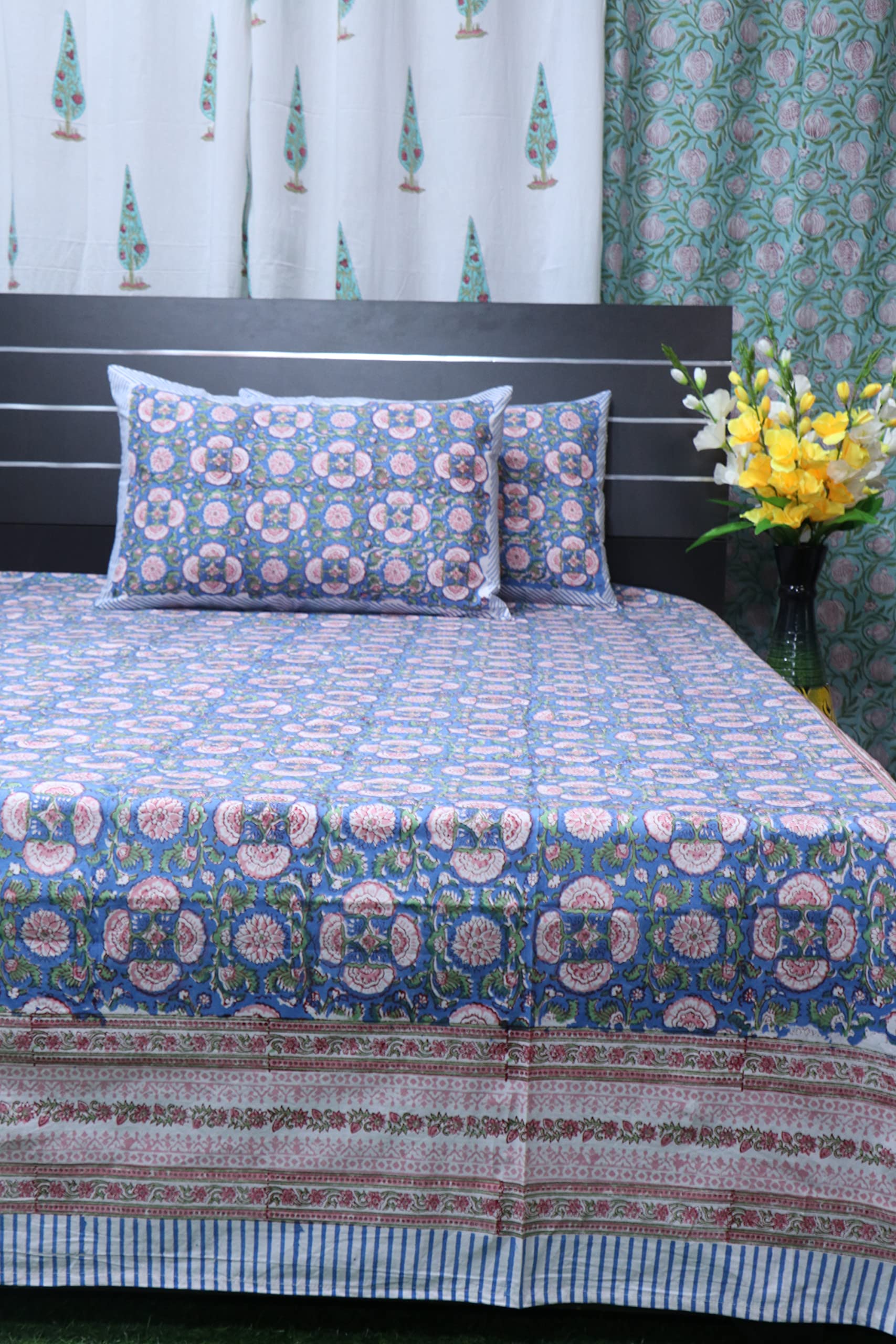 Couvre-lit Jaipuri INDACORIFY fleuri au tissage doux et confortable haut de gamme