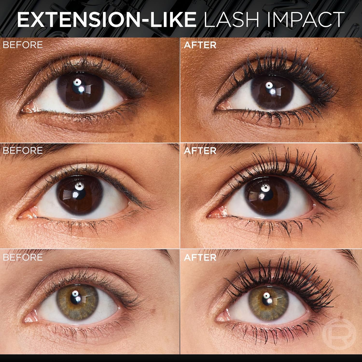 L'Oreal Paris Extensionist Mascara, Lengthening, Volumizing, and Curling Formula For a Lash Extension Eye Makeup Look, Washable Blackest Black - Image 2
