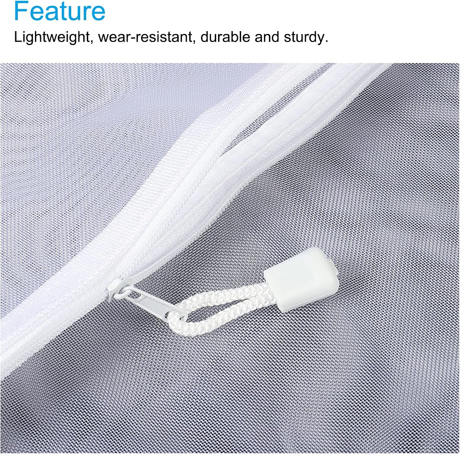 MECCANIXITY Mesh Zipper Bags, A4 Nylon Zip Pouch Pencil Case Storage Pockets for Travel Office Accessories, White Pack of 6