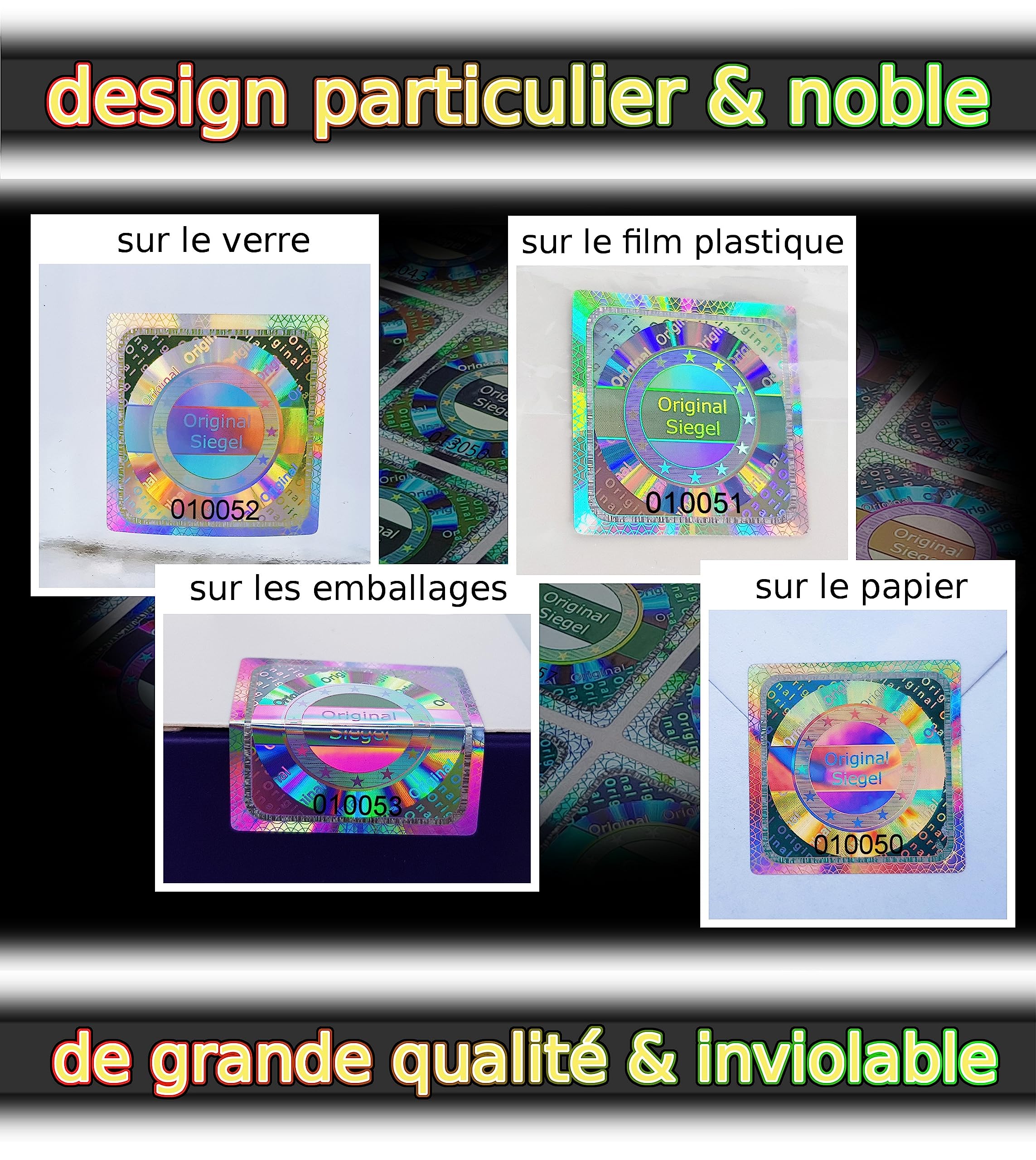 500 pcs - Hologramme 3D de sécurité, sceau original avec numéro de série | 25mm argent brillant - Sceaux de sécurité, sceau de qualité, sceau de garantie, étiquettes de sécurité, sceau de fermeture