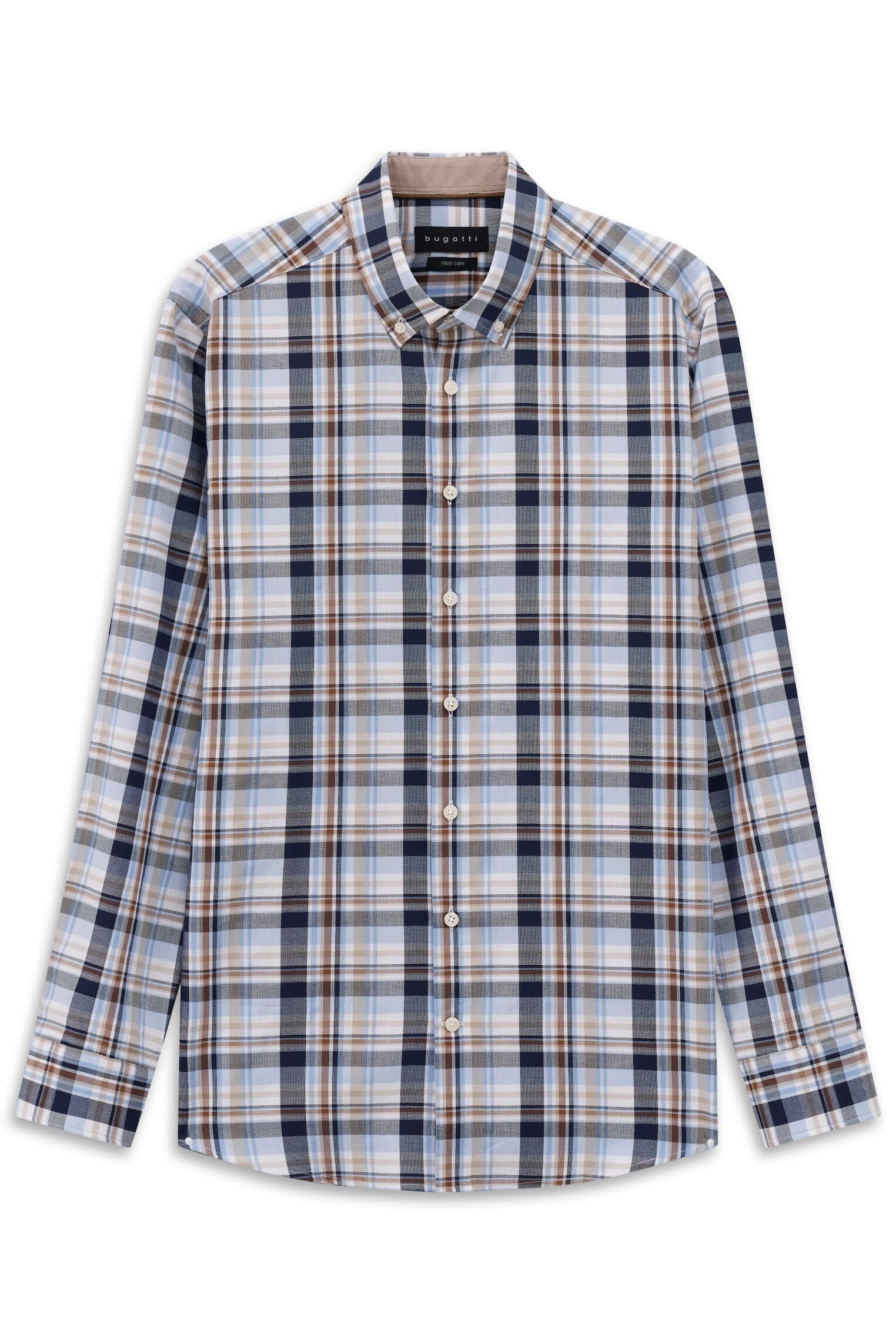 Bugatti Men's Modern Fit Checked Cotton Shirt with Button Down Collar
