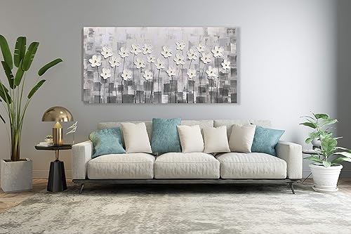 Miniatura 5 de Yihui Arts Abstract Floral Pinturas al óleo sobre lienzo extra grande 100% pintado a mano, moderno estirado contemporáneo arte de pared flores obras