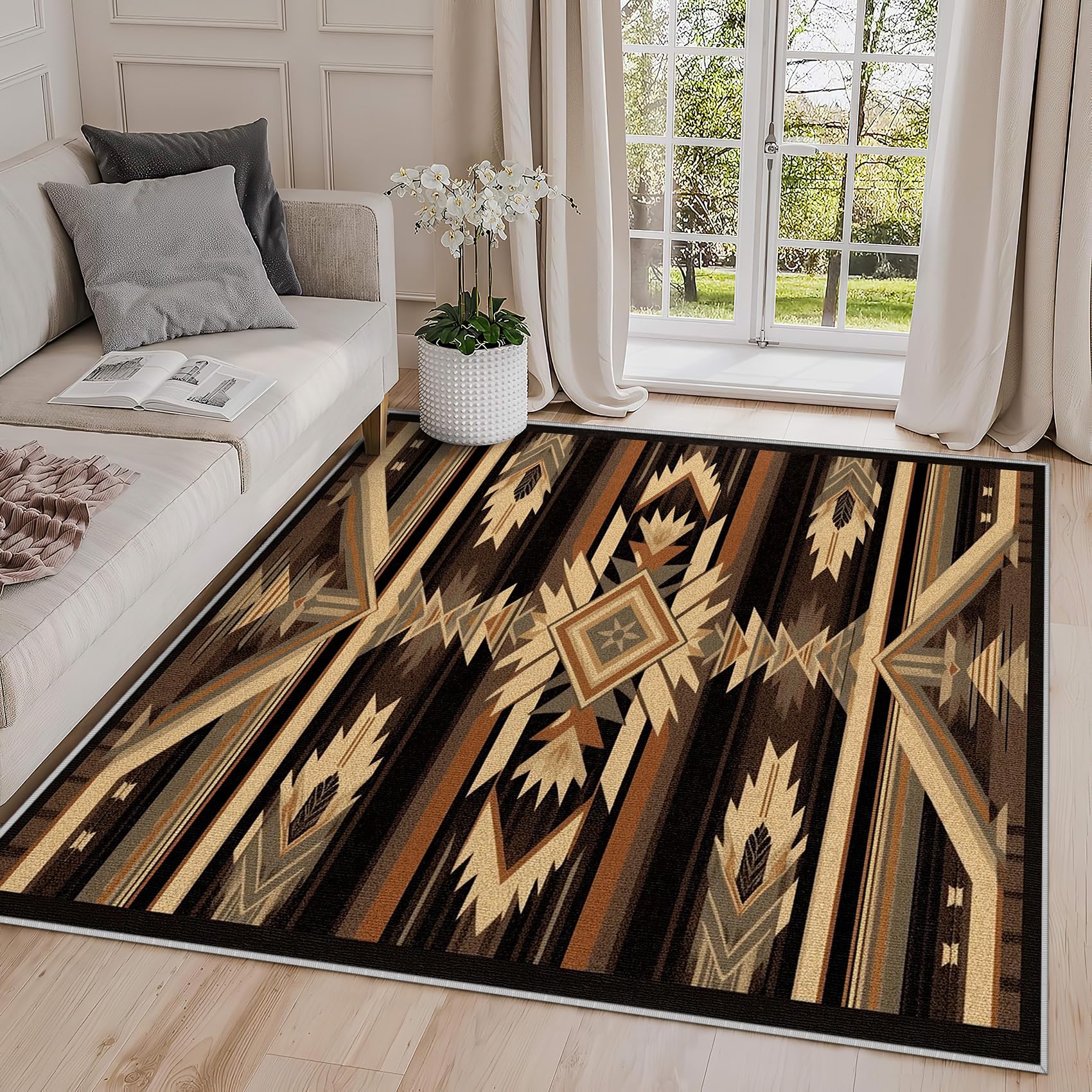 Generic 6x9 Rug, Native American Rug Washable Non Slip Soft for Living Room Bedroom, Southwestern Tribal Area Rug, Geometric Abstract Aztec Carpet,