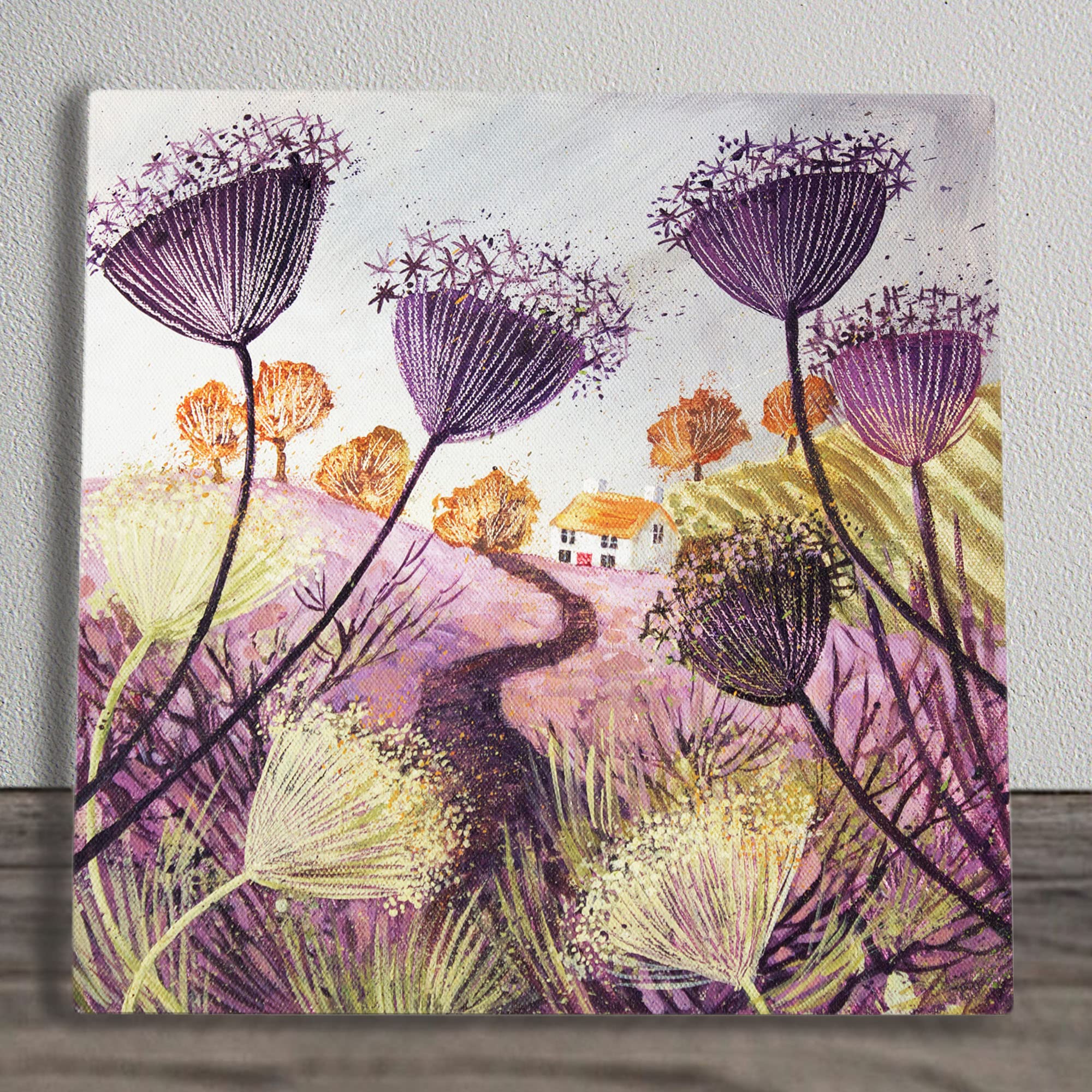 Autumn Purples Ceramic Picture Tile Artwork By Judith Yates Hanging Wall Art Home Décor