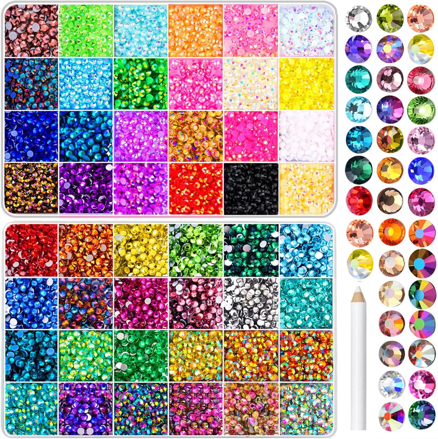 48000Pcs Gems for Crafting,Resin Jelly Rhinestones for Crafting, 48 Color 3mm Flatback Gems for Diamond Art DIY Crafts Clothing Shoes Nail Art Decoration