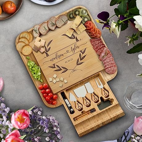 Personalized Cheese Board and Charcuterie Board Gift Set