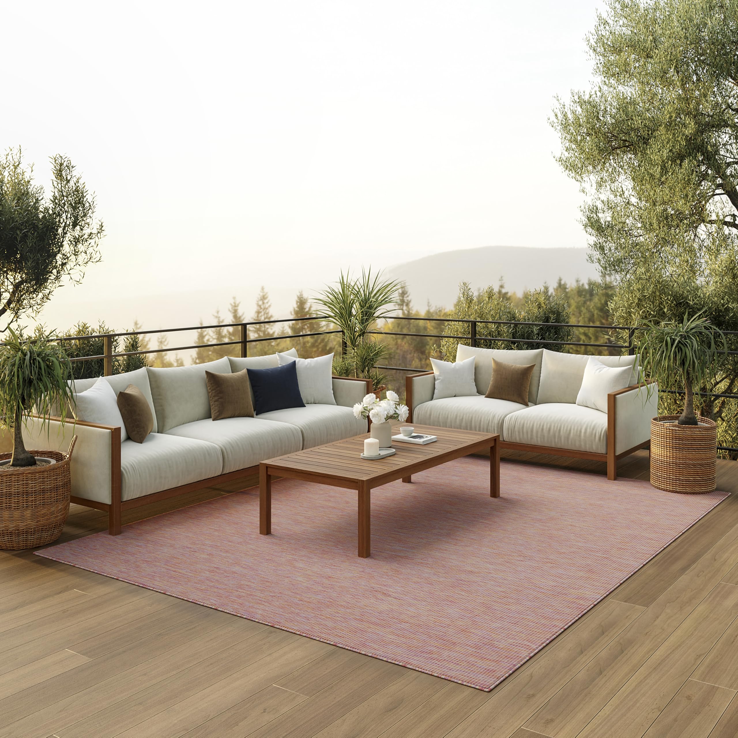 Nourison Home Positano Indoor/Outdoor Rainbow 7' x 10' Area Rug, Easy Cleaning, Non Shedding, Bed Room, Living Room, Dining Room, Backyard, Deck, Patio (7x10)