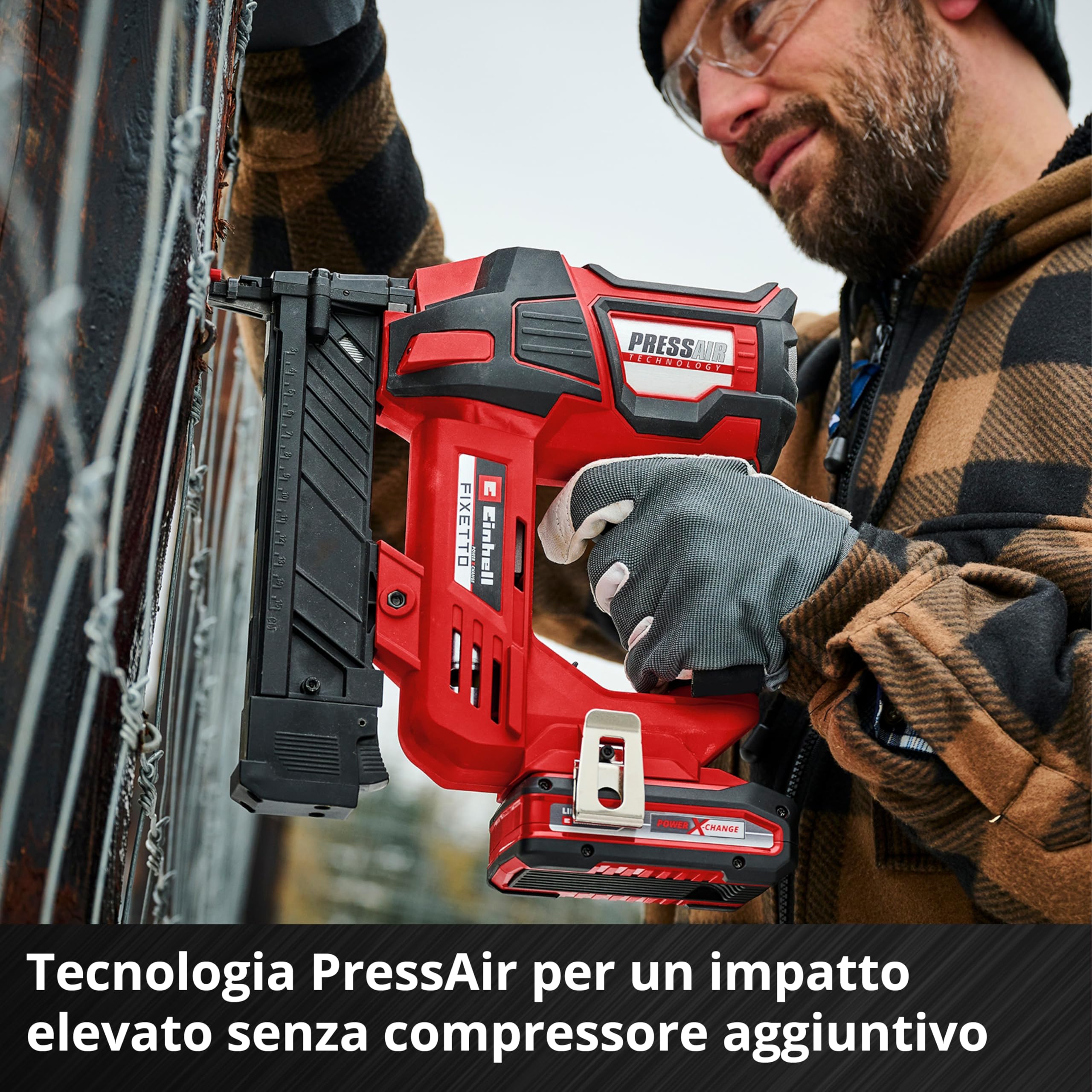 Graffatrice a batteria Einhell Professional FIXETTO 18/40 S Power X-Change (18 V, 60 spari/min, graffette lungh max 40 mm, regol. profondità, Colpo singolo/serie, incl. 500 graffette, senza batteria)