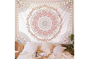 Aesthetic Girls Tapestry with Pink Floral Medallion