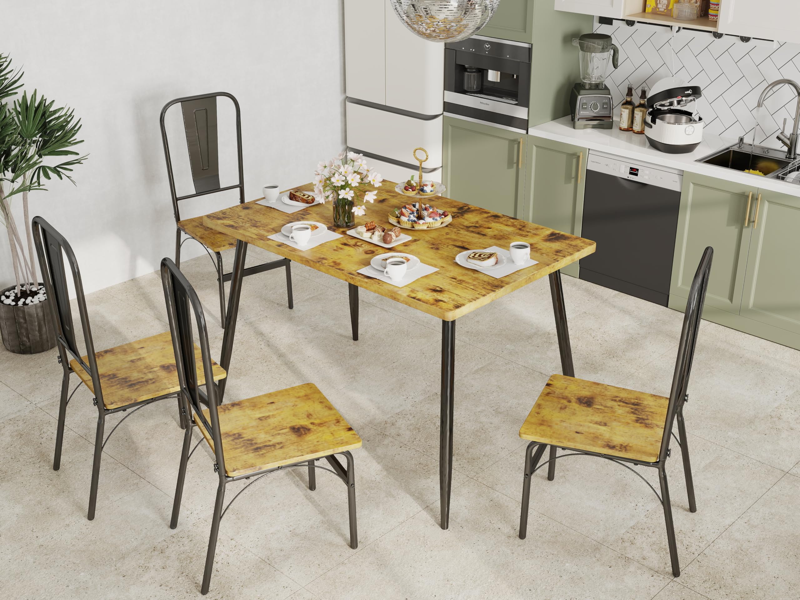 Amazon｜Gizoon ダイニングテーブルセット 4人用 キッチンテーブルと  