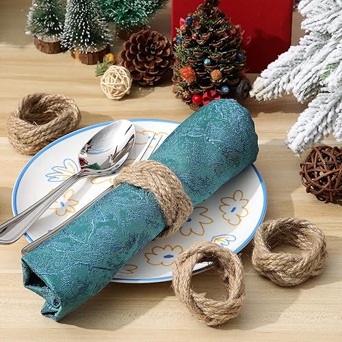 Miniatura 6 de Chengu Servilleteros de 16 piezas, hechos a mano, redondos, a granel, para Navidad, boda, cena, fiesta, recepciones, mesa de banquetes (estilo