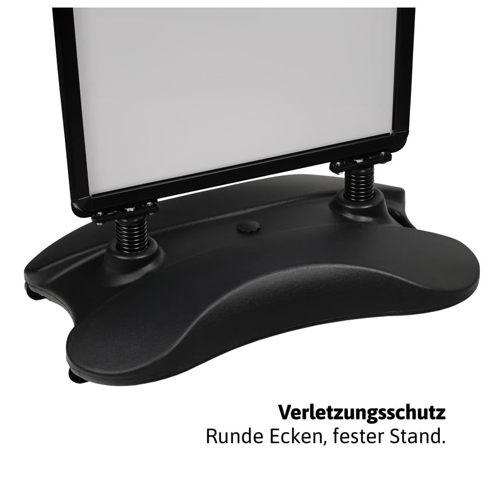 Dönges Kundenstopper A1 – Outdoor Plakatständer für Außenbereich – wetterfest & doppelseitig (Schwarz, Fuß befüllbar + Federn)