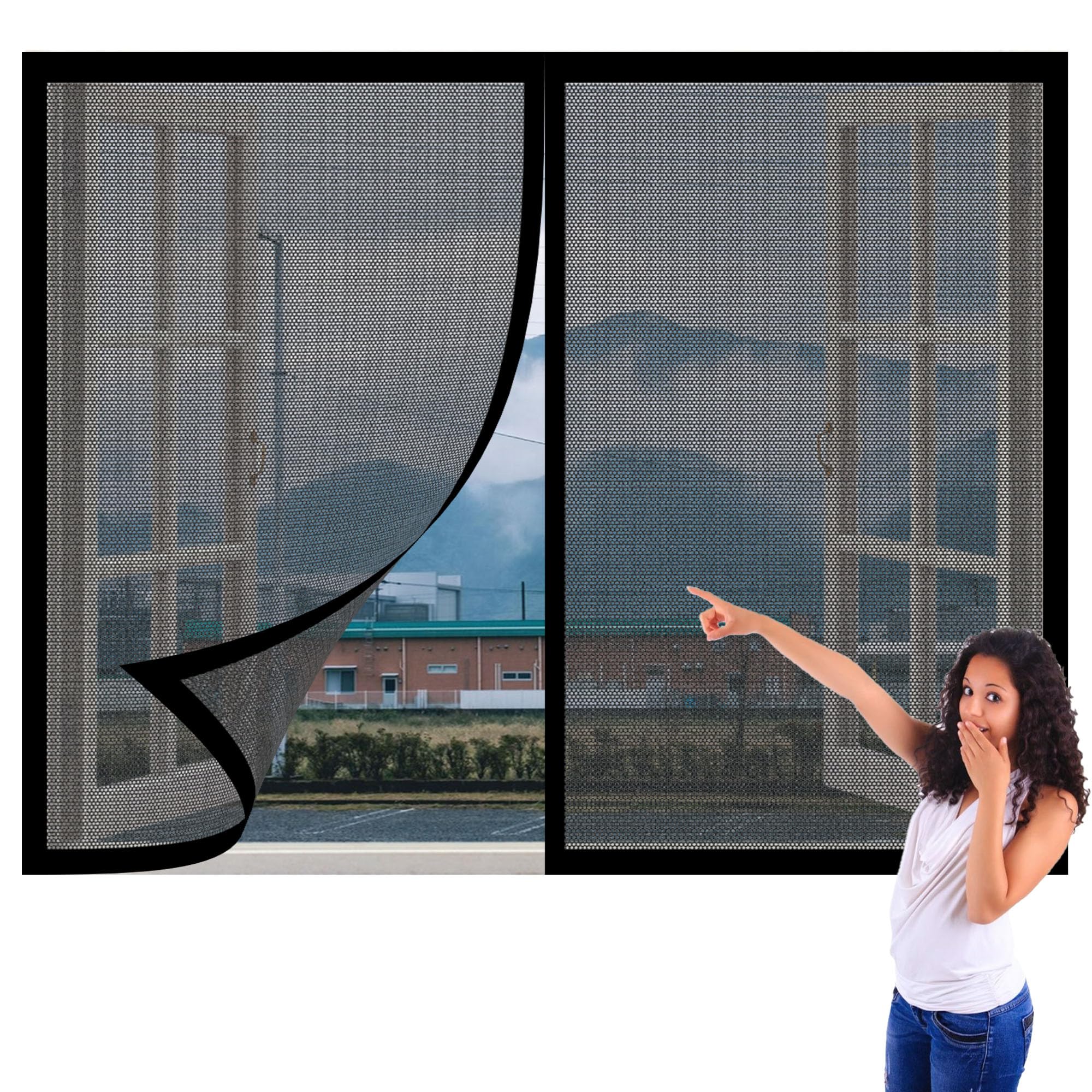 Moustiquaire fenêtre 170x165 cm pour stopper les insectes sans percer vos huisseries