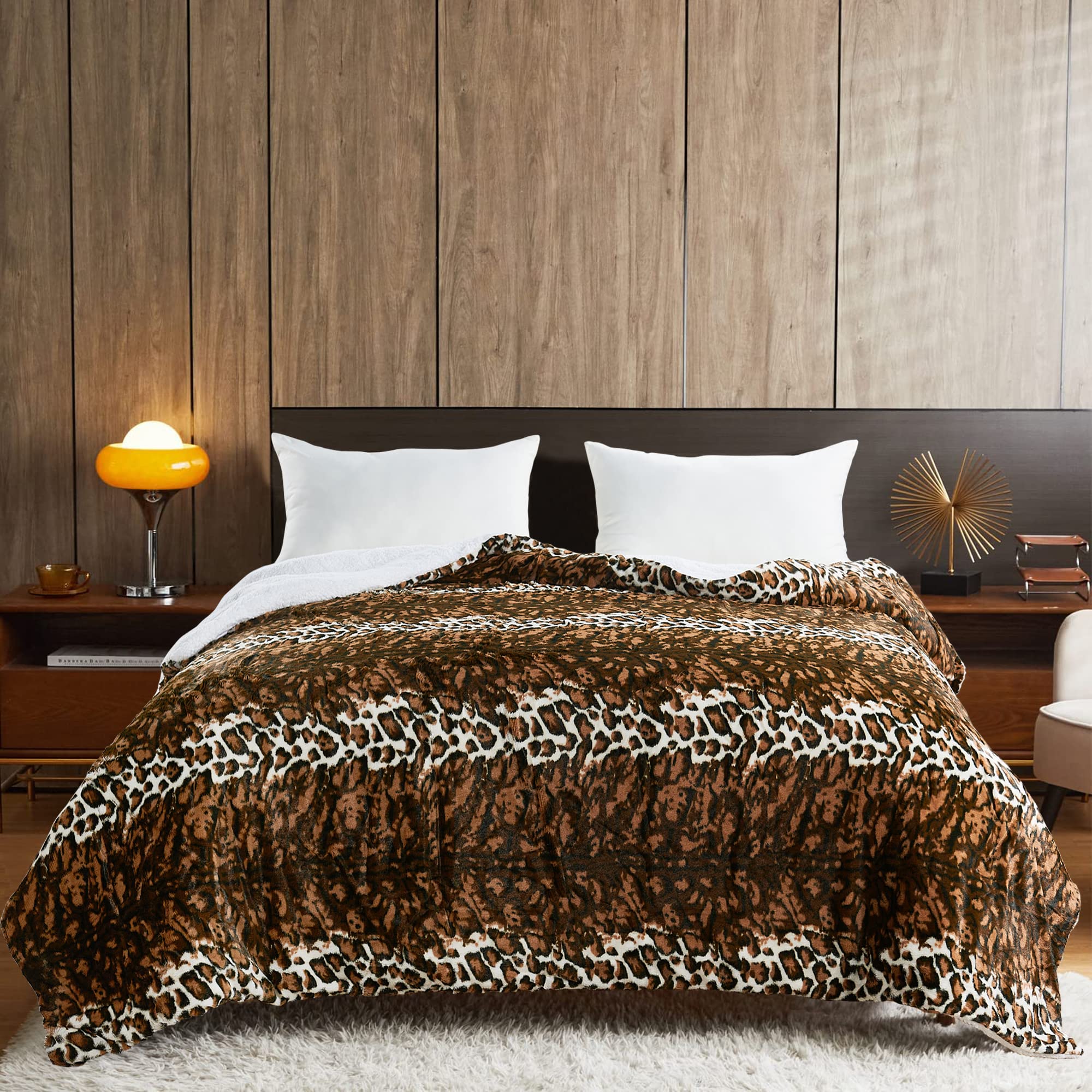 Leopard Print King Size Thick Sherpa Blanket Home Soft Thingssoft