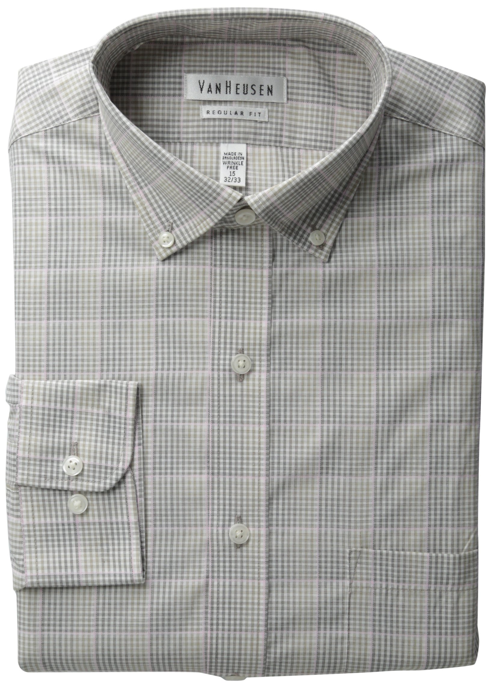 Van Heusen Men's Regular-Fit Grid Pattern Button-Front Shirt