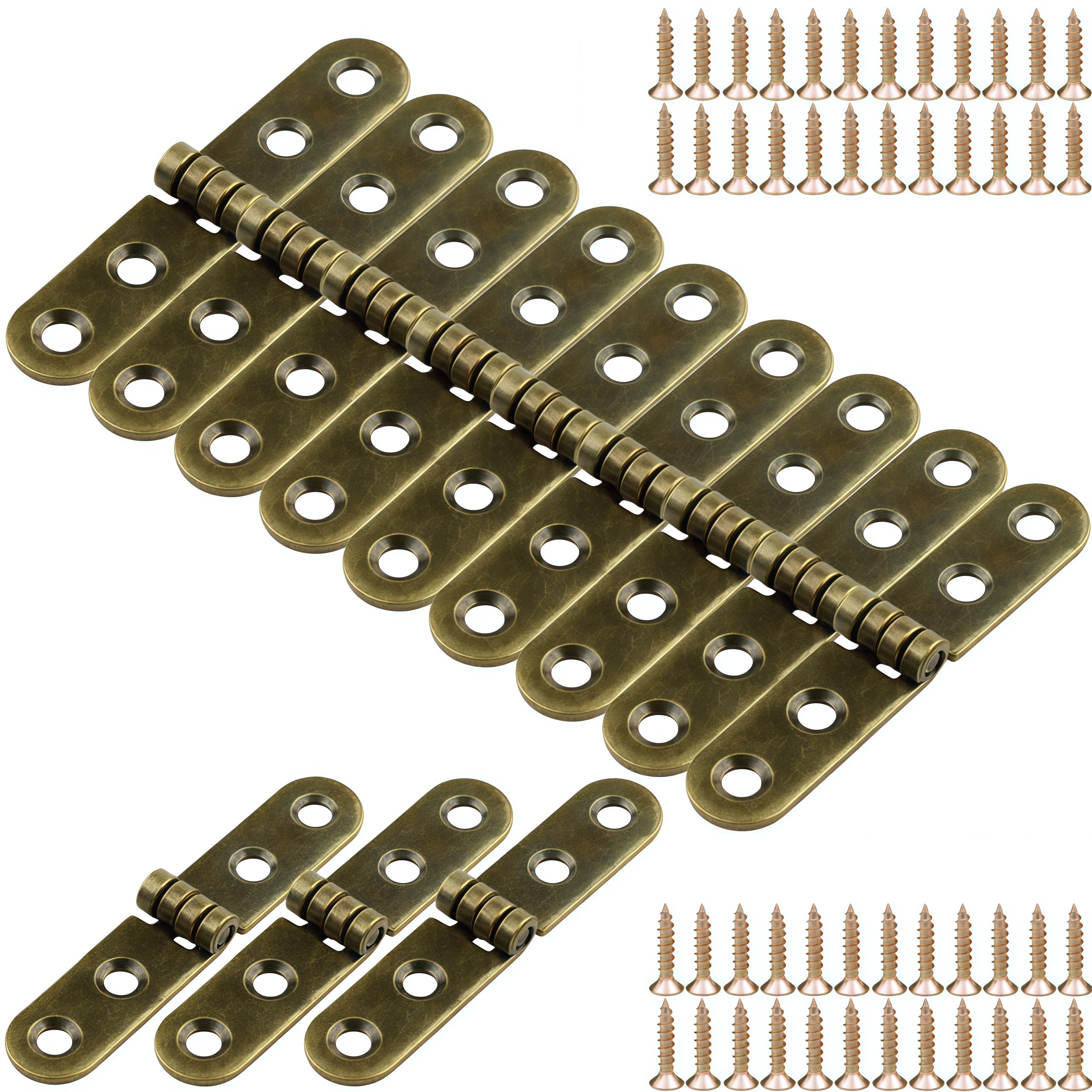 Vbnexyr Regular Folding Hinge 12 Pack Of Iron Round Edge Flip Hinges Suitable For Folding Tables Chairs Cabinet Doors And Boxes 76 * 15 * 2.0Mm Thick Antique Blue