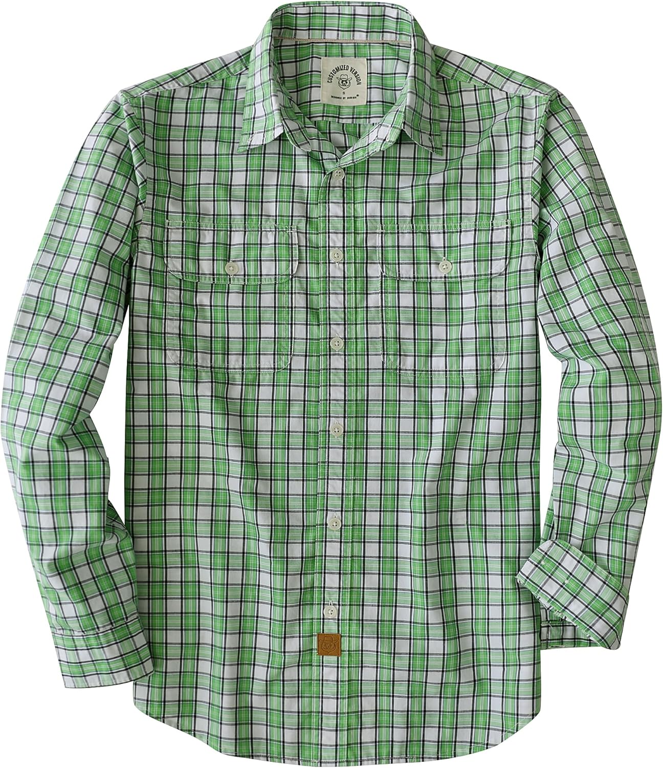 Dubinik® Mens Long Sleeve Button Down Shirts Casual Plaid Shirt with Practical Double Pockets Comfortable and Soft