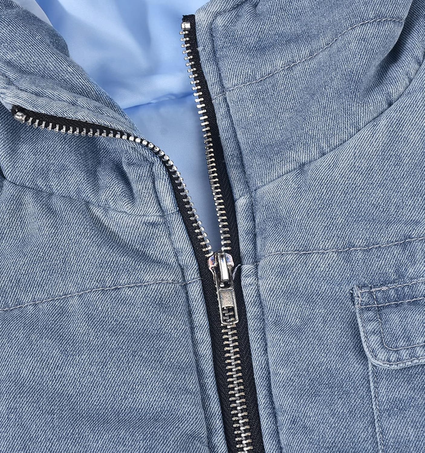 Dongfeng Womens Cropped Denim Camo Puffer Vest Sleeveless Hooded Drop Shoulder Sexy Tied Padded Puffy Vests Tops - Image 7