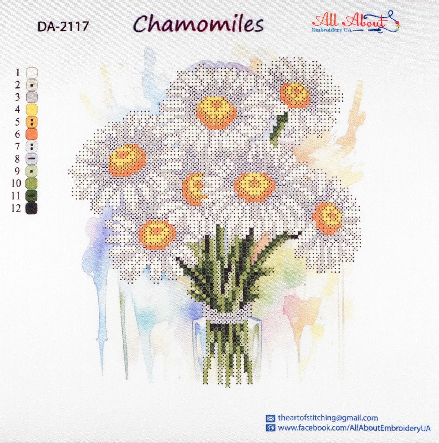 AllAboutEmbroideryUA Bead Embroidery Kit Chamomiles DA-2117 Beaded Cross Stitch Flower Beadwork