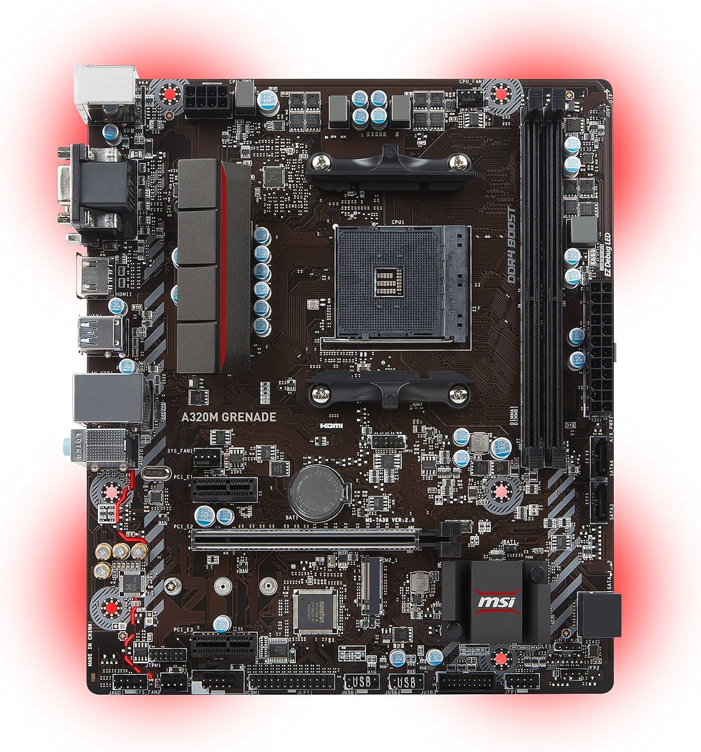 MSI Gaming AMD Ryzen A320 DDR4 VR Ready HDMI USB 3 micro-ATX Motherboard (A320M GRENADE)