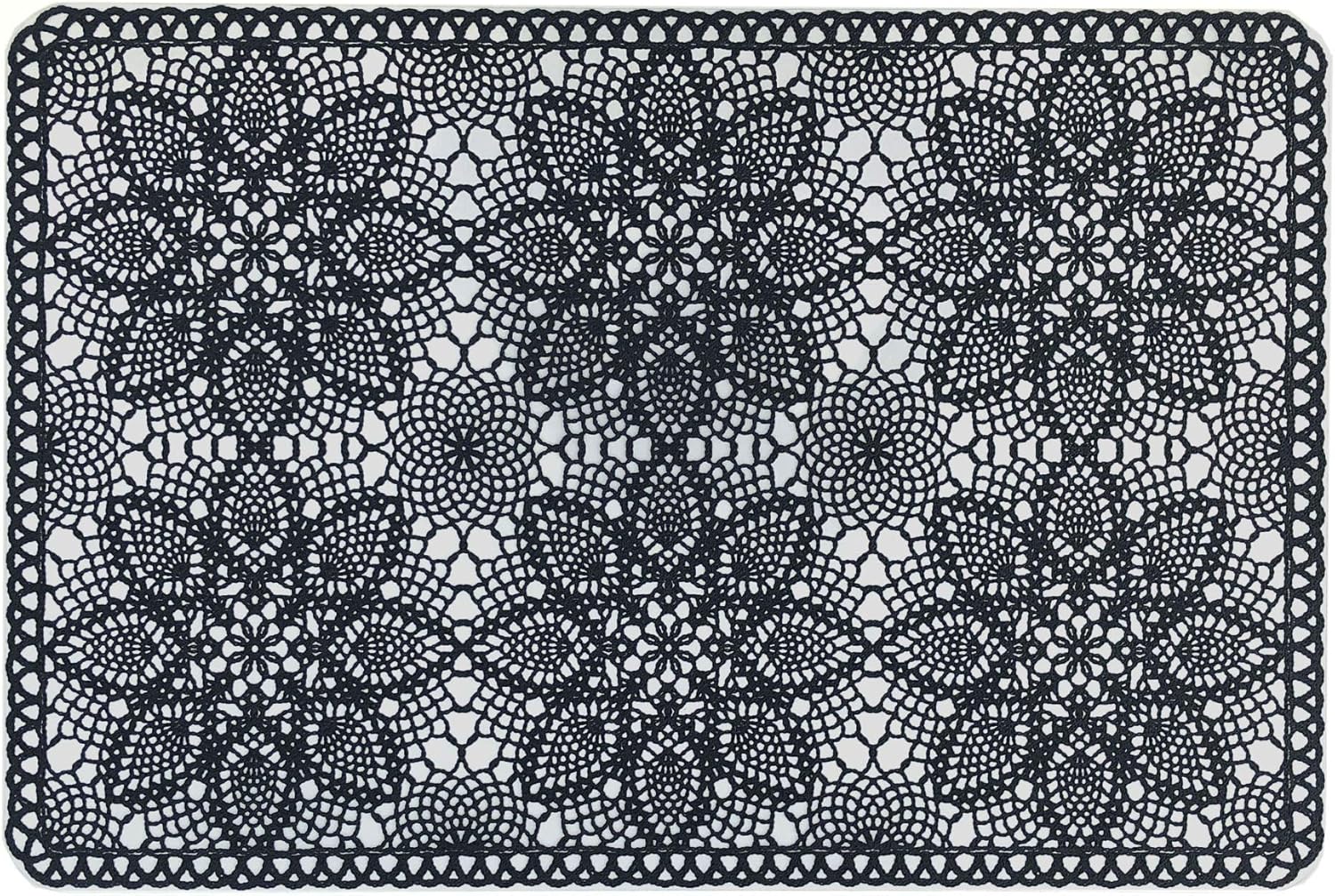 Rigid Lace Printed Vinyl Solid Placemats (Gray), Set of 6