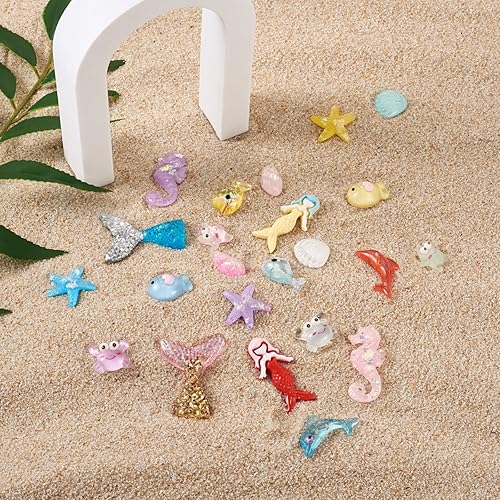 Miniatura 10 de Crafans Cabujones de resina de peces de resina, cabujones de animales marinos, parte trasera plana, Rajiformes, lindos dibujos animados, vida