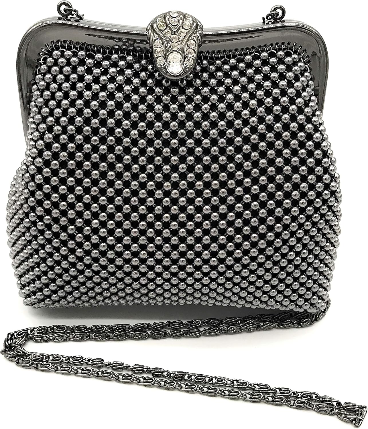 XX-Small Women clutch Metal Beaded mesh evening purse bag for Cocktail Party Prom Wedding Banquet