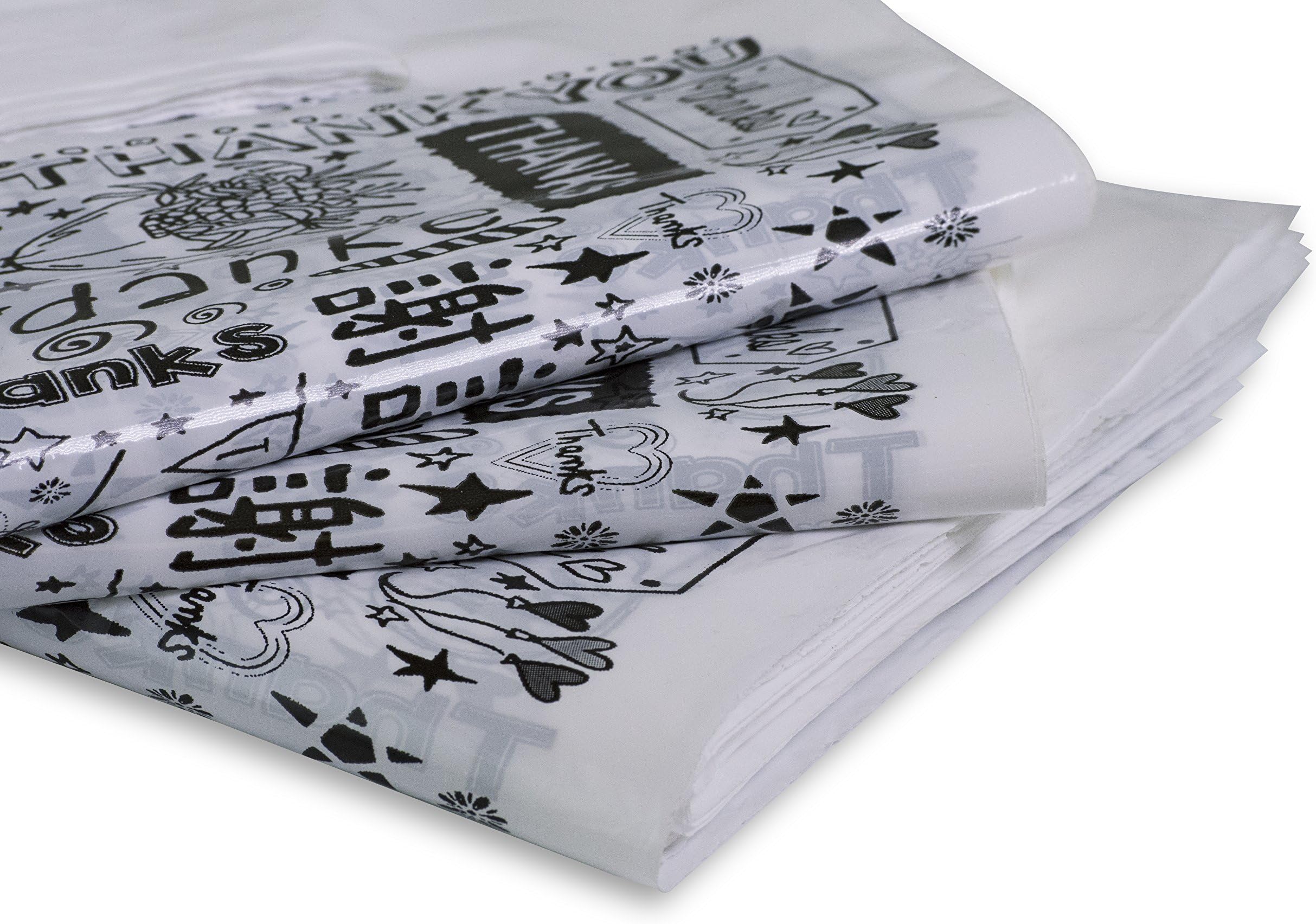 Merchandise Plastic Bags in Bulk (100 Pack) - GLOBAL THANK YOU DESIGN Shopping Bag with Handles For Retail Stores / Boutiques / Books / Clothes Supermarket and More - 12 x 15, White Low Density