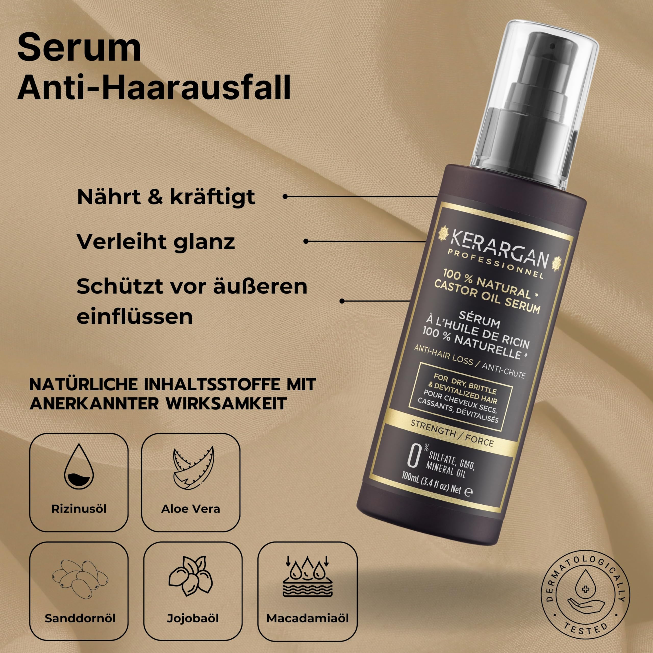 KERARGAN - Rizinusöl 6er Set Anti-Haarbruch - 3x500ml+100ml+350ml+250ml | Shampoo, Conditioner, Haarmaske, Haarserum, Leave-in Pflege und Kopfhautpeeling, komplette Anti-Haarbruch-Routine