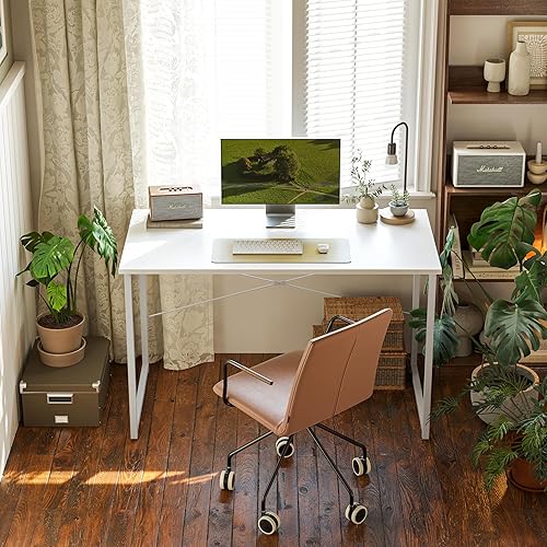 Miniatura 4 de Cubiker - Escritorio para computadora, escritorio pequeño de 47 pulgadas para espacios pequeños, estilo moderno y simple para el hogar u oficina,