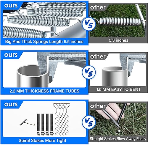 Miniatura 3 de Simple Deluxe Trampolín para niños con red de seguridad de 12 pies, estacas de viento Simple Deluxe de 400 libras, capacidad de peso al aire libre,