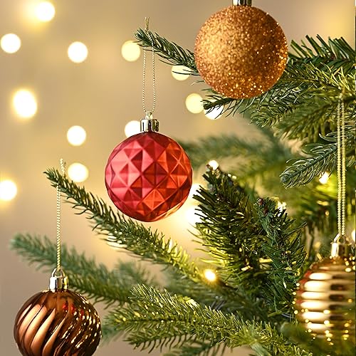 Miniatura 6 de Valery Madelyn Juego de adornos decorativos para árbol de Navidad, decoración de Halloween, 24 unidades, adornos de bolas inastillables rojas y