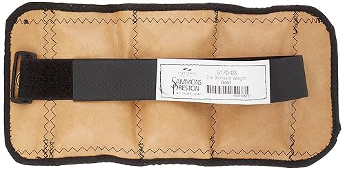 Miniatura 2 de Sammons Preston Peso del puño, 3 libras, oro, correa de velcro y cierre de anillo en D, ojales para colgar fácilmente, pesas de acero sin plomo para