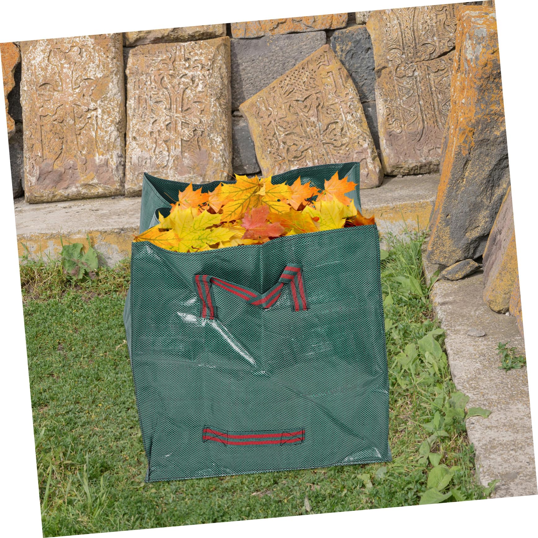 UKCOCO 2pezzi Sacco da Giardino in Pp Manici Grande Sacco per Raccolta delle Foglie Contenitore Portatile per Foglie Cadute per Spazzatrici da Giardinaggio e Smaltimento Rifiuti