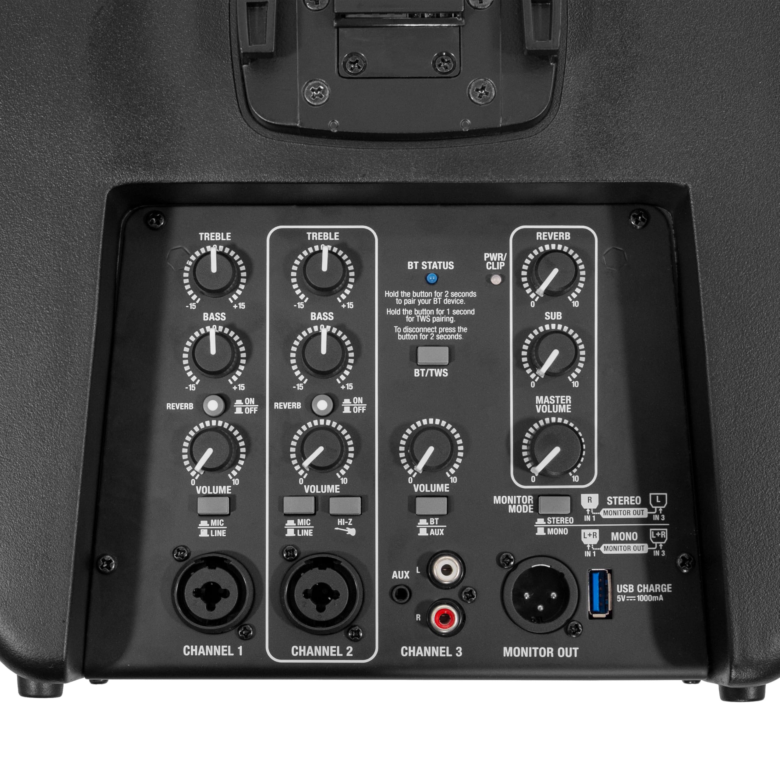 BoomToneDJ FuryLine 400 – Tragbares Lautsprechersystem, 400 W, Bluetooth 5.0, TWS, integrierter DSP, ideal für Konzerte, Outdoor, Partys, Proben, Lieferung mit Schutzhülle, zuverlässige französische