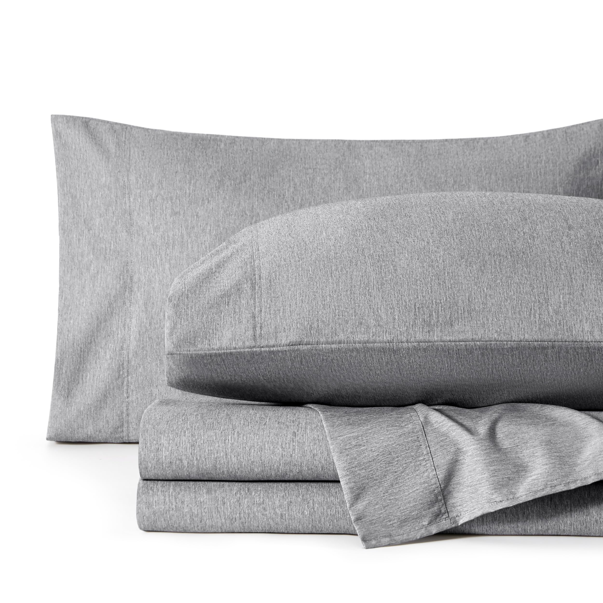 Bedsure Queen Sheet Set Dark Grey, Soft 4 Pieces Queen Sheets, Cooling Sheets for Queen Size Bed, Luxury Cationic Dyed Bed Sheets, Deep Pockets & Easy-Fit, Breathable & Wrinkle Free